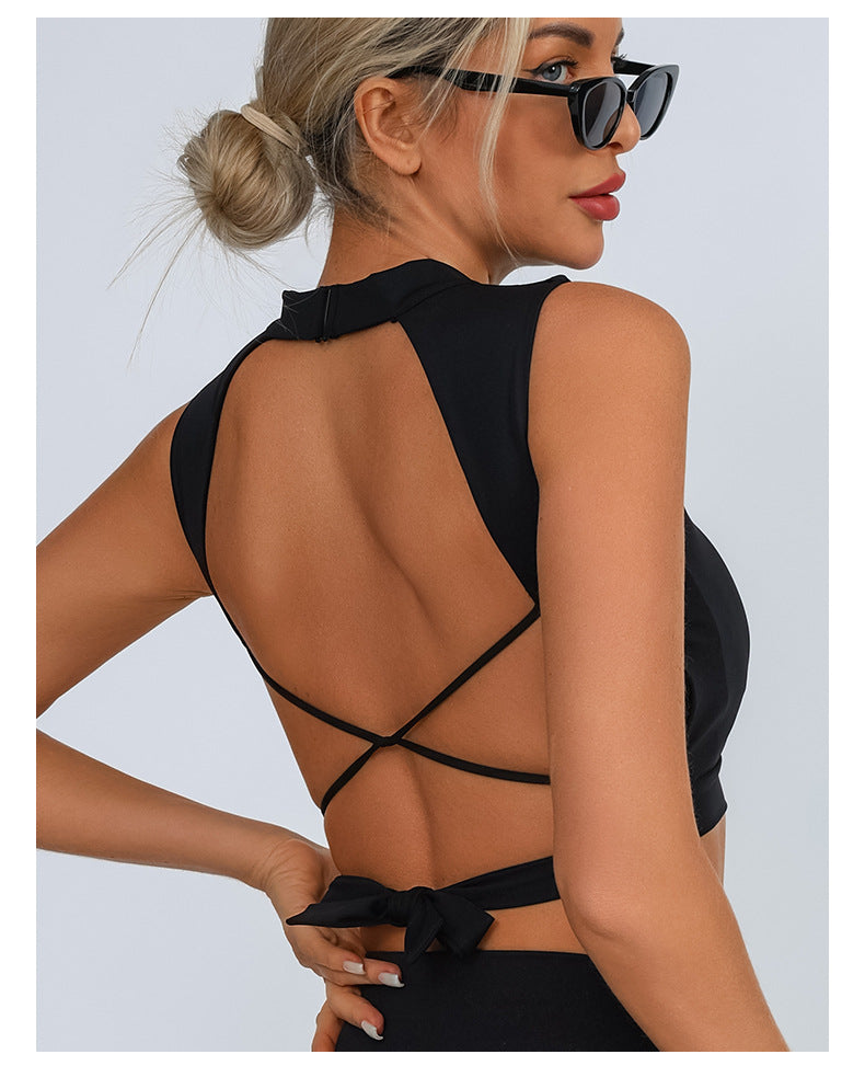 Fitness Nude Quick-Dry Padded Tie Vest