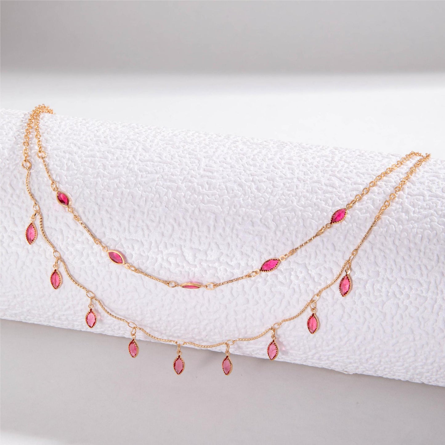 Zircon Water Drop Geometric Tassel Necklace
