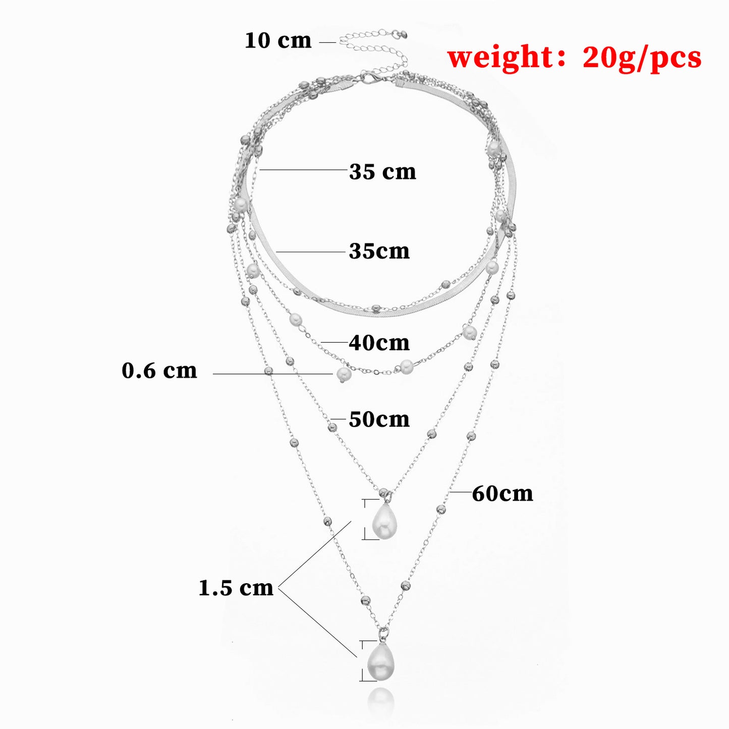 Vintage Pearl Multi-layer Round Bead Necklace