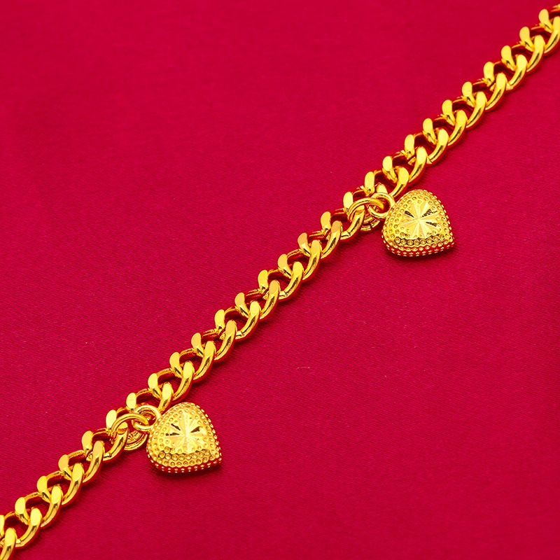 Gelang Jantung Kecil Bersalut Emas 5mm S Gesper Rata