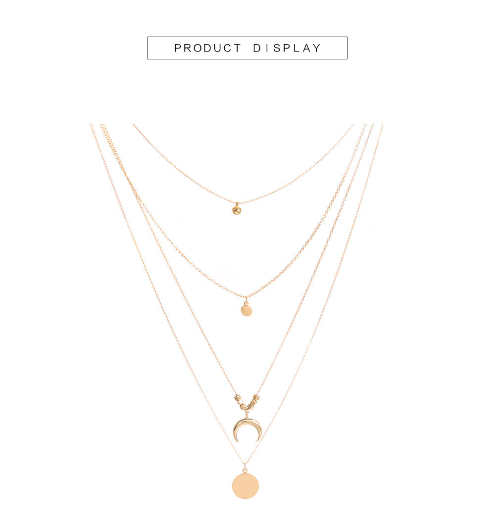Multi-layer Moon Disc Pendant Necklace