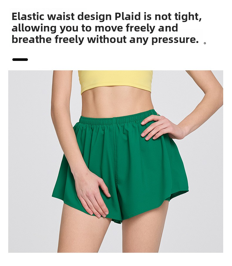 High-waisted Elastic Adjustable Fake Two-piece Sports Shorts