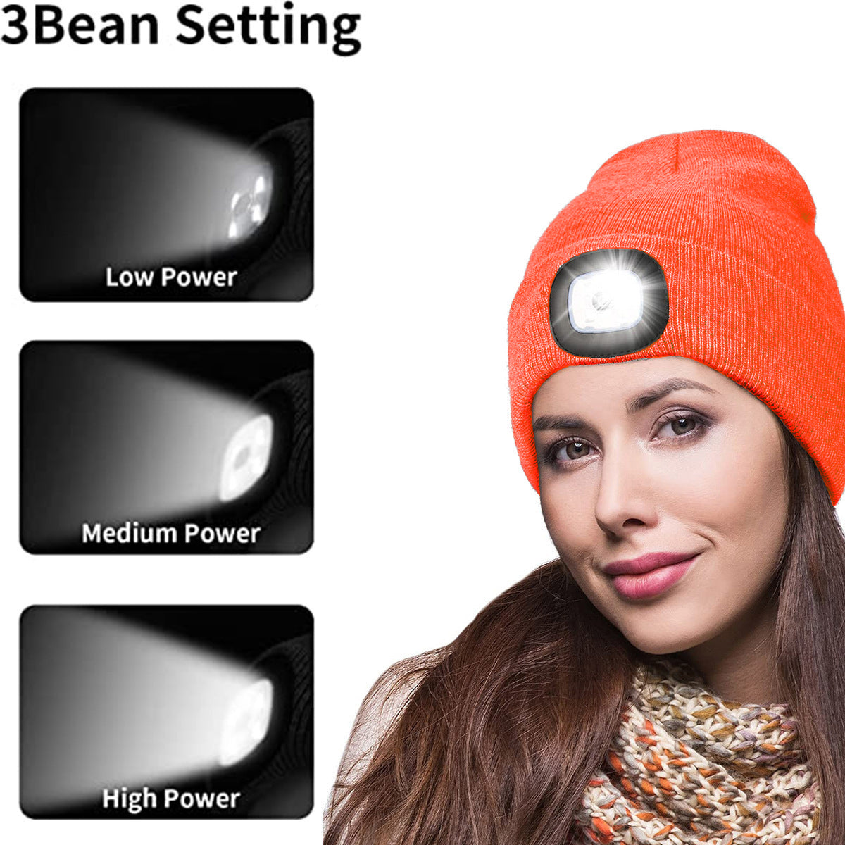 Outdoor LED Warm Lighting Knitted Hat Night Walking Hat Fishing Hat Glowing LED Knitted Hat Outdoor
