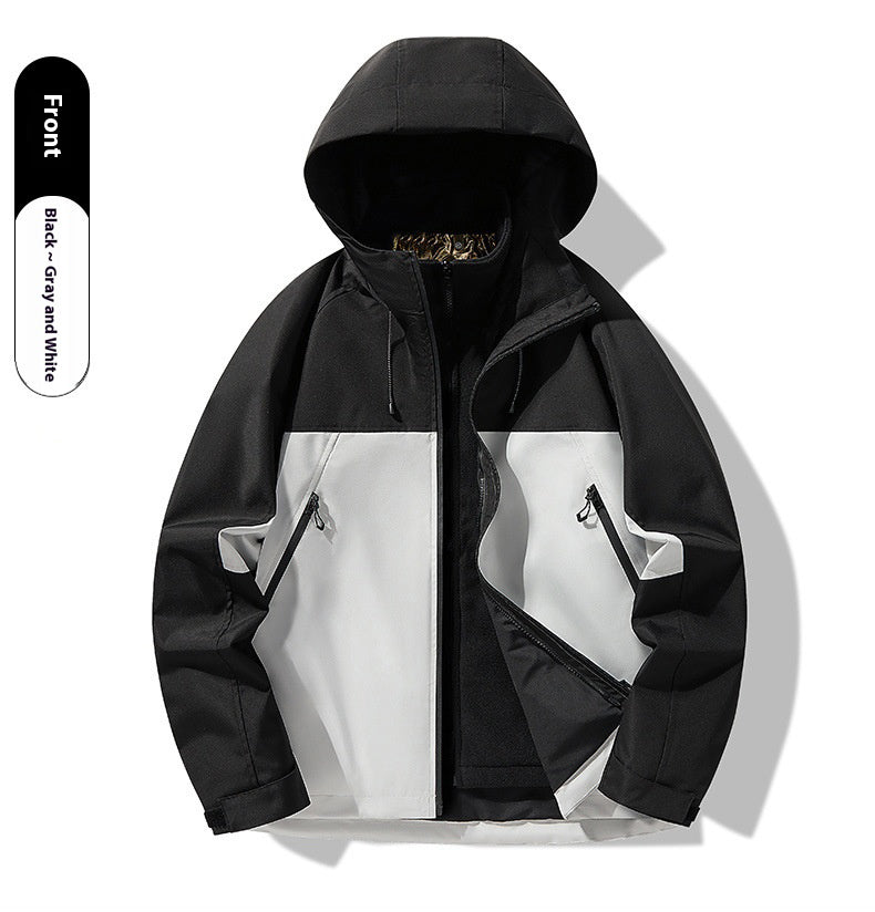 3-in-1 Waterproof Windproof Jacket Fleece Lined Outdoor Couple Hiking Jacket