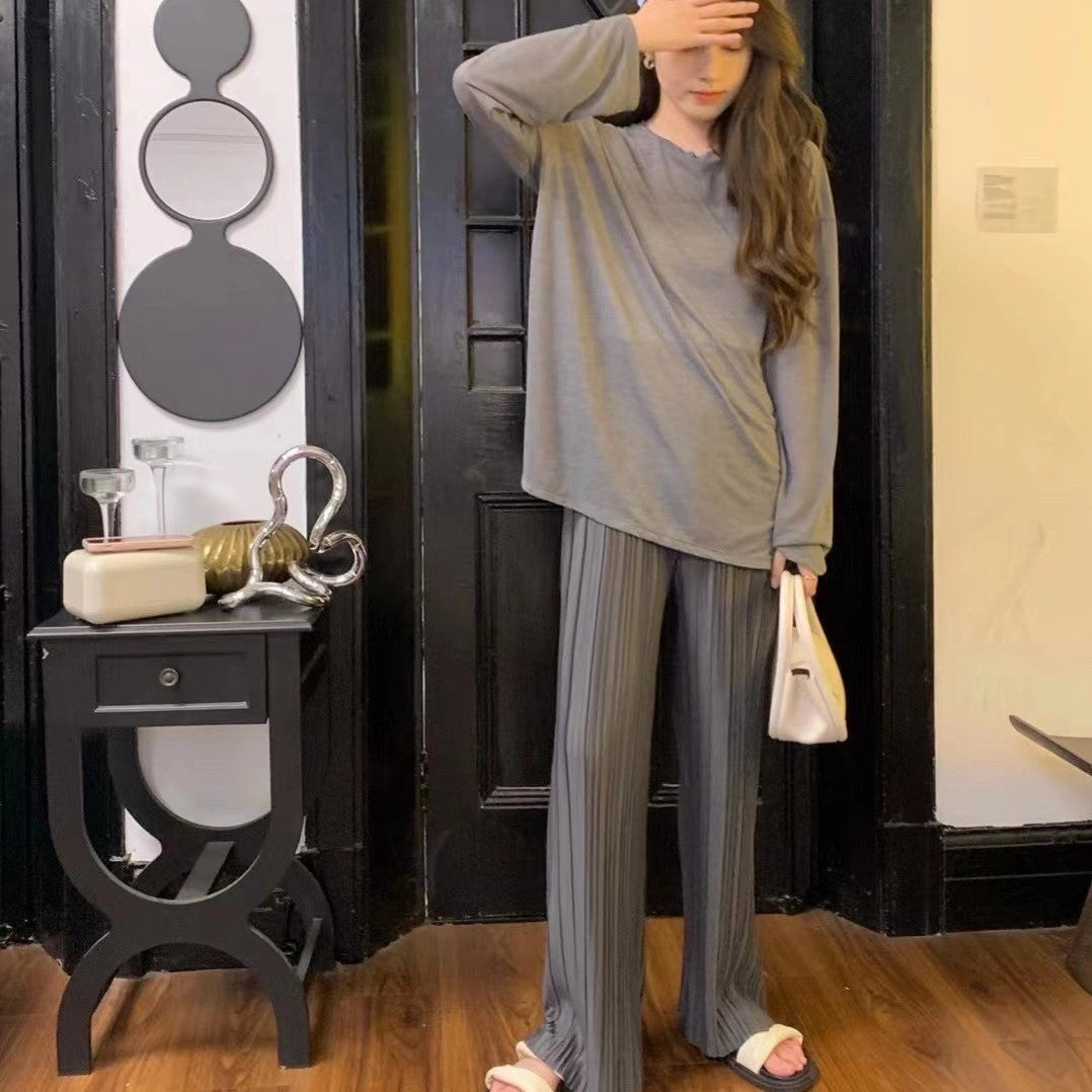 Summer Thin Pleated Pants Casual Versatile Wide-Leg Women's Pants
