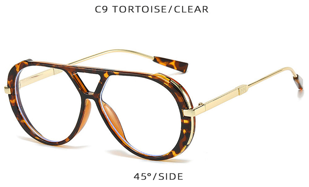 Retro Leopard Print Frame Green Lens Double Bridge Sunglasses