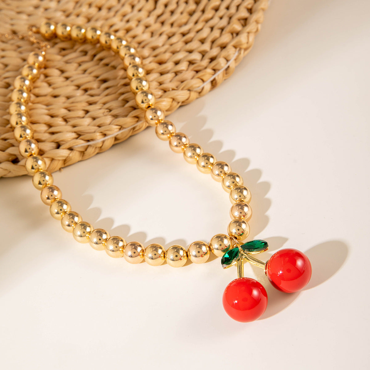 Exaggerated Acrylic Alloy Cherry Necklace