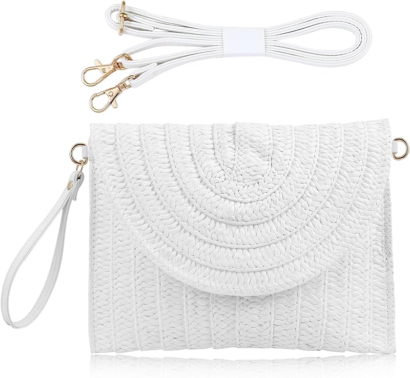 Straw Clutch Handbag Summer Beach Straw Purse for Women woven Envelope Bag