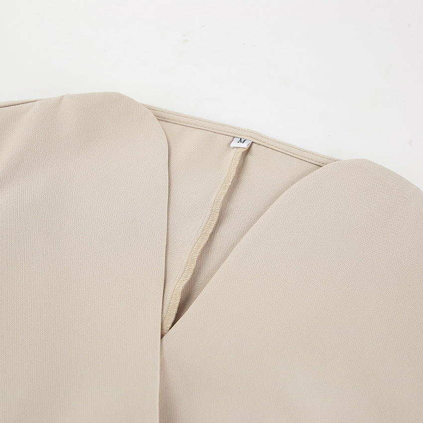 Spring and Summer retro V-Neck Sleeveless Suit Long Pants Set