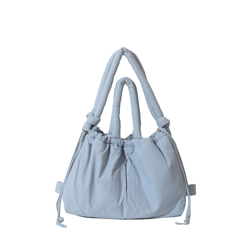 Cross-Border Hot Personality and Versatility down Cotton Backpack New Nylon Drawstring Lightweight Shoulder Bag Fashion Cloth Bag
