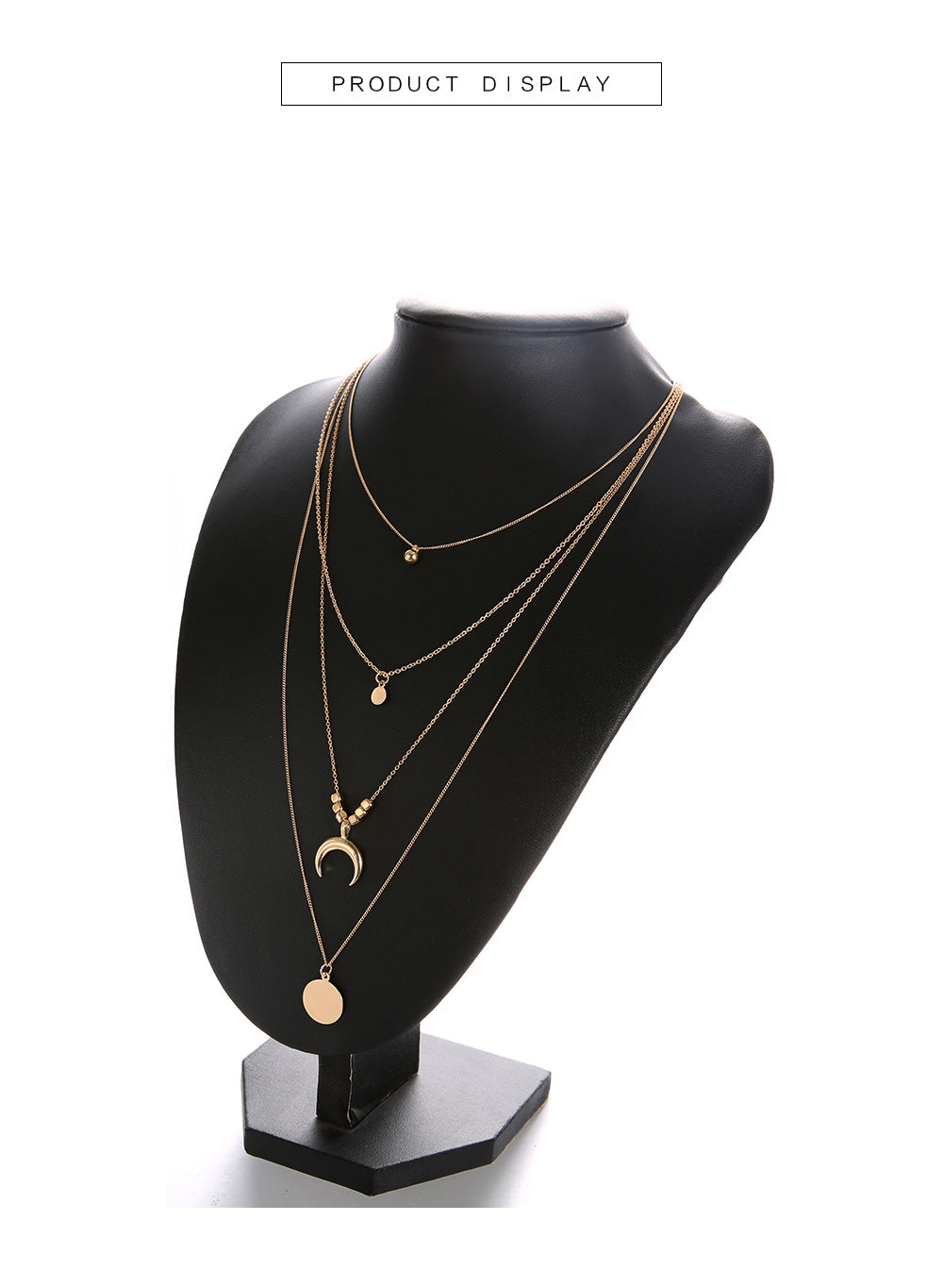 Multi-layer Moon Disc Pendant Necklace