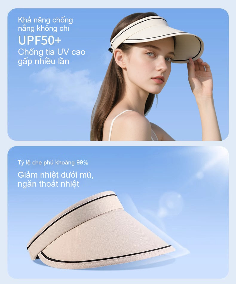 UPF50+ Large Brim UV Protection Visor Sun Hat