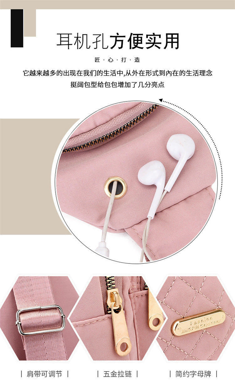 Simple Women's Multi-layer Embroidery Large Capacity Outdoor Casual Crossbody Bag