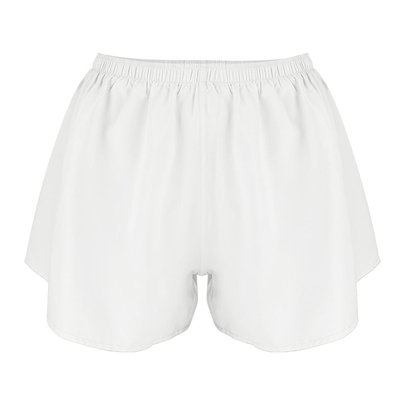 High-waisted Elastic Adjustable Fake Two-piece Sports Shorts