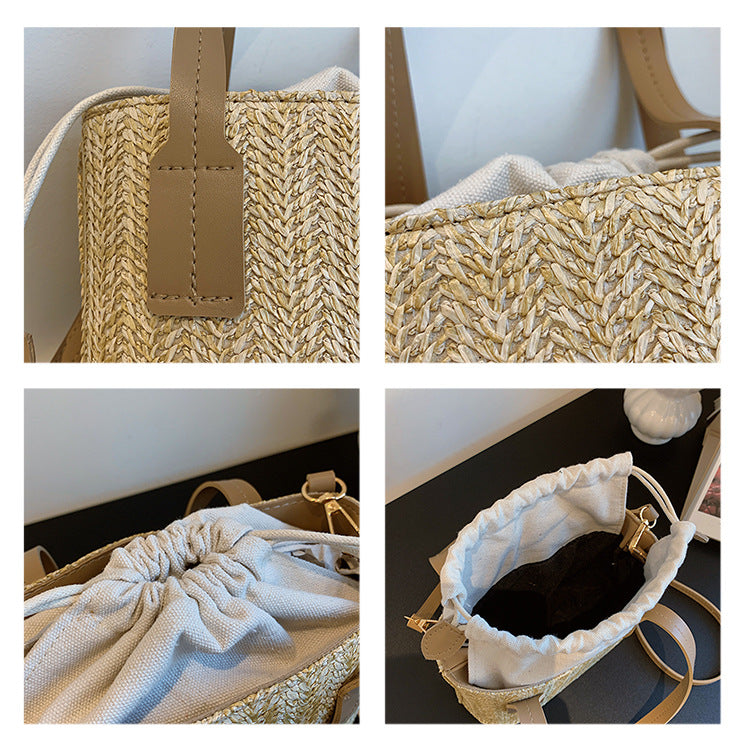 Summer Vacation Straw Bag Cross body Small Square Bag