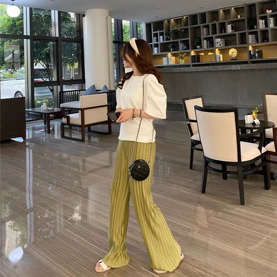 Summer Thin Pleated Pants Casual Versatile Wide-Leg Women's Pants