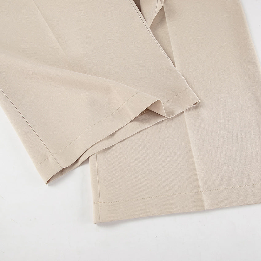 Spring and Summer retro V-Neck Sleeveless Suit Long Pants Set