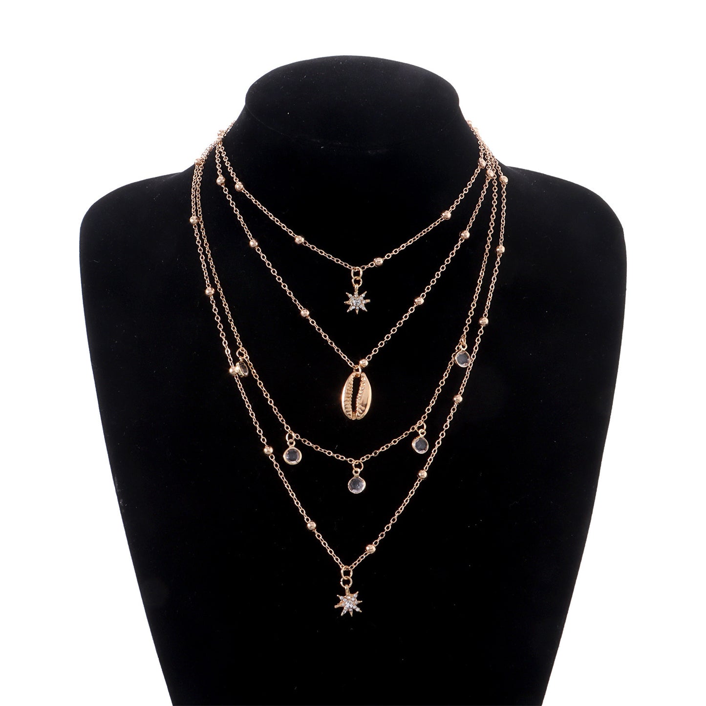 Multi-layer Zircon Hexagram Necklace