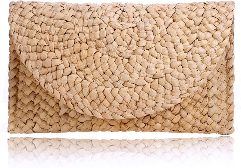 Straw Clutch Handbag Summer Beach Straw Purse for Women woven Envelope Bag