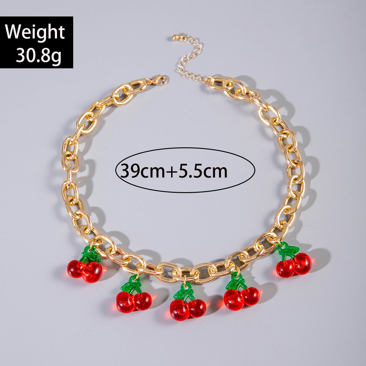 Exaggerated Acrylic Alloy Cherry Necklace