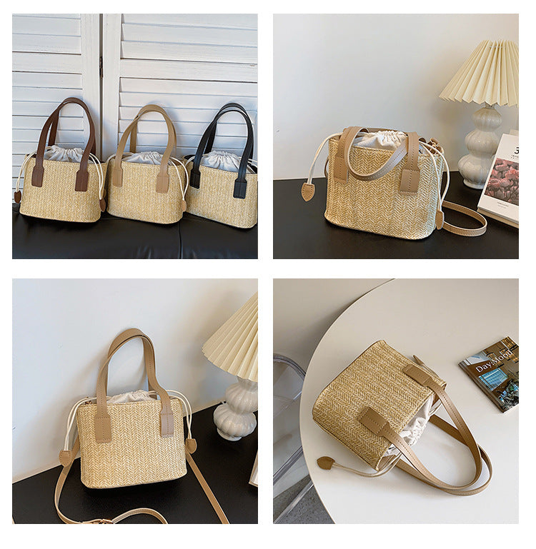 Summer Vacation Straw Bag Cross body Small Square Bag