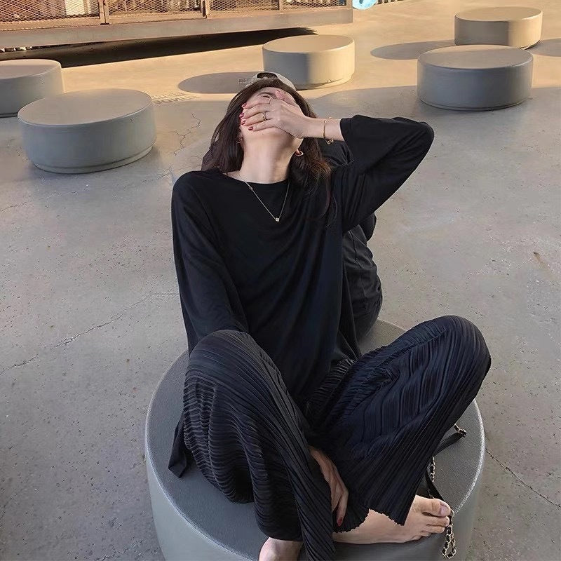 Summer Thin Pleated Pants Casual Versatile Wide-Leg Women's Pants