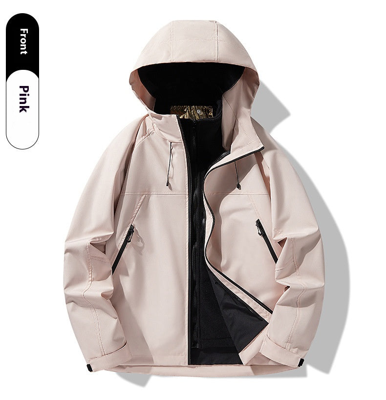 3-in-1 Waterproof Windproof Jacket Fleece Lined Outdoor Couple Hiking Jacket
