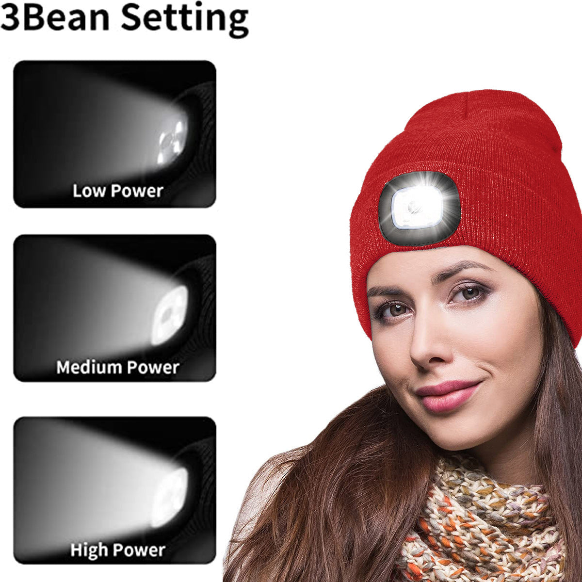 Outdoor LED Warm Lighting Knitted Hat Night Walking Hat Fishing Hat Glowing LED Knitted Hat Outdoor