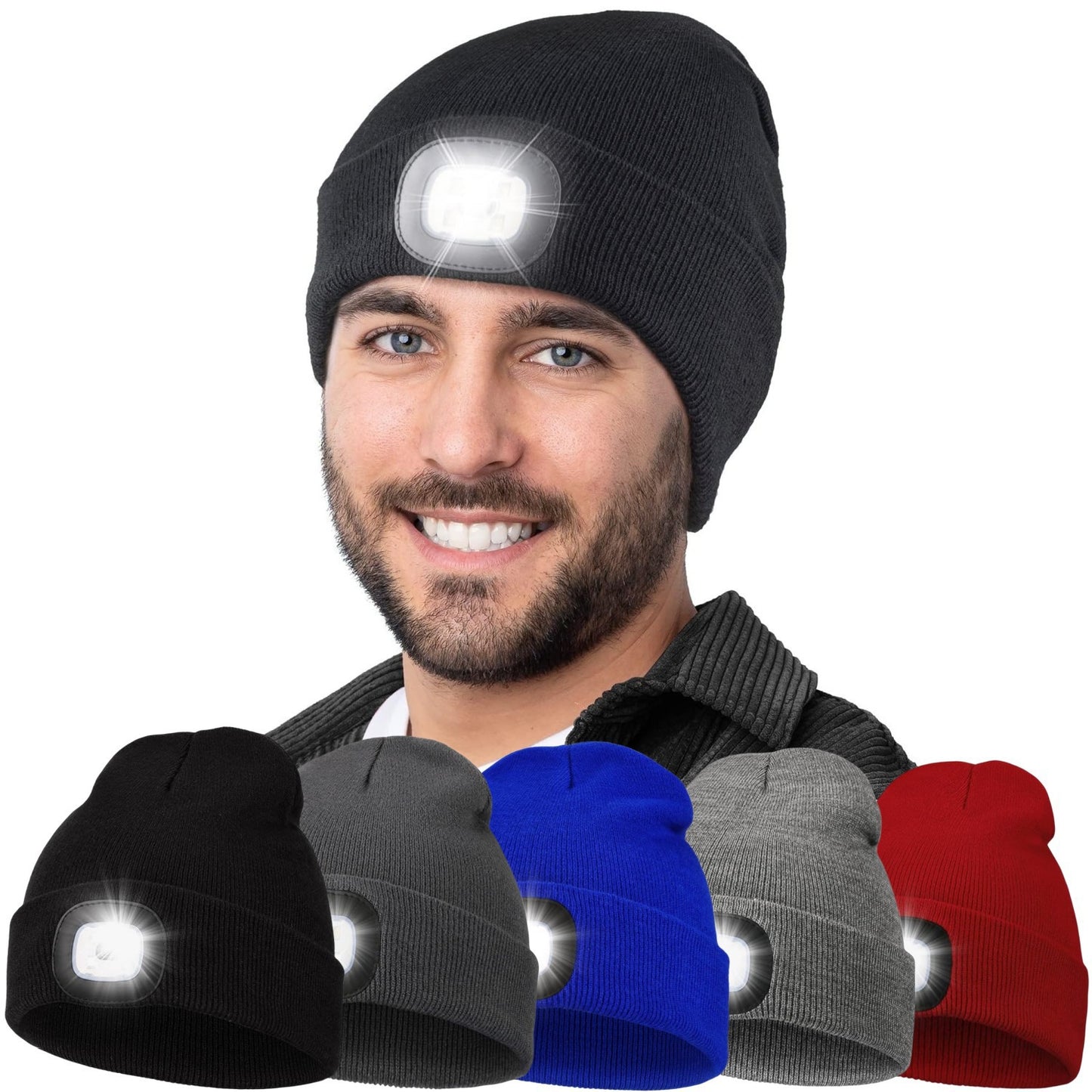 Outdoor LED Warm Lighting Knitted Hat Night Walking Hat Fishing Hat Glowing LED Knitted Hat Outdoor