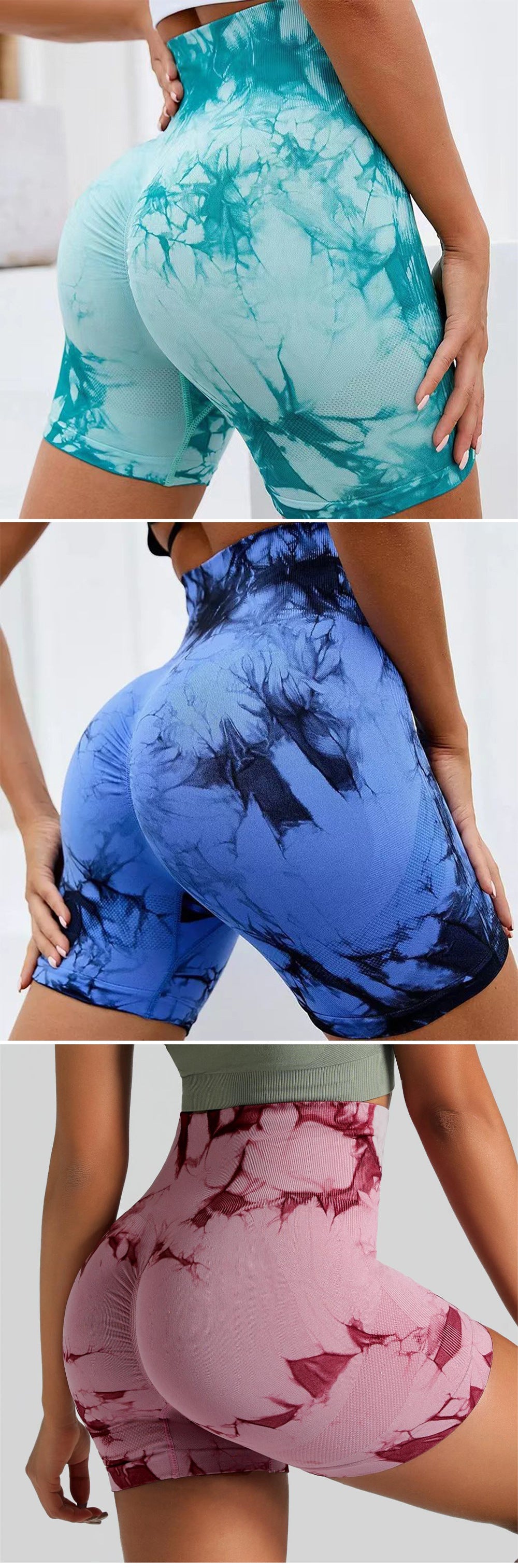 Outdoor three-point tie-dye high-elastic tight-fitting quick-drying yoga shorts