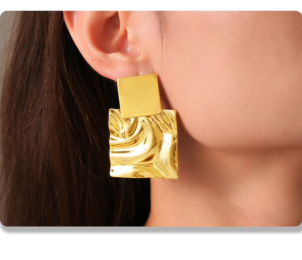 Geometric Pleated Glossy Earrings