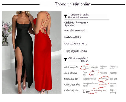 Elegant slit evening gown long dress