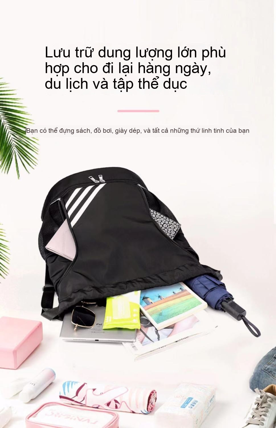 Drawstring Large Capacity Lightweight Dry-Wet Separation Swimming Travel Bag