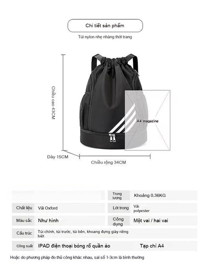 Drawstring Large Capacity Lightweight Dry-Wet Separation Swimming Travel Bag