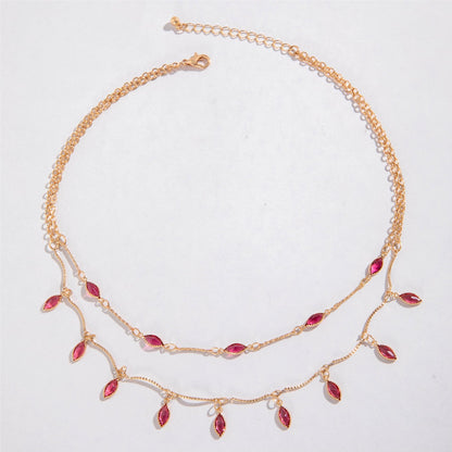 Zircon Water Drop Geometric Tassel Necklace