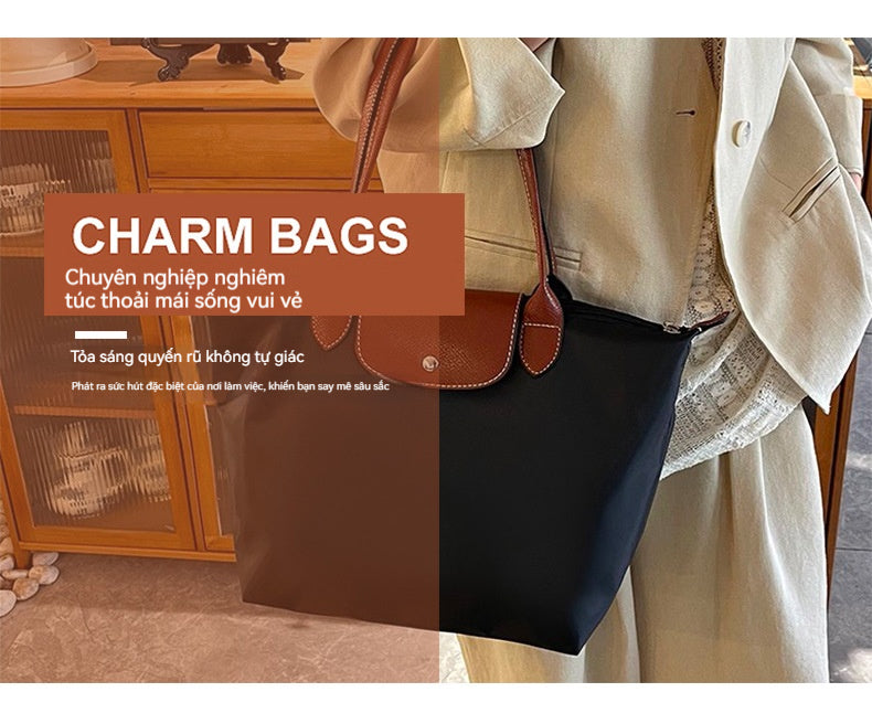 French Single Shoulder Eco-friendly Waterproof Nylon Tote Bag