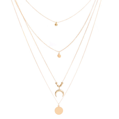 Multi-layer Moon Disc Pendant Necklace