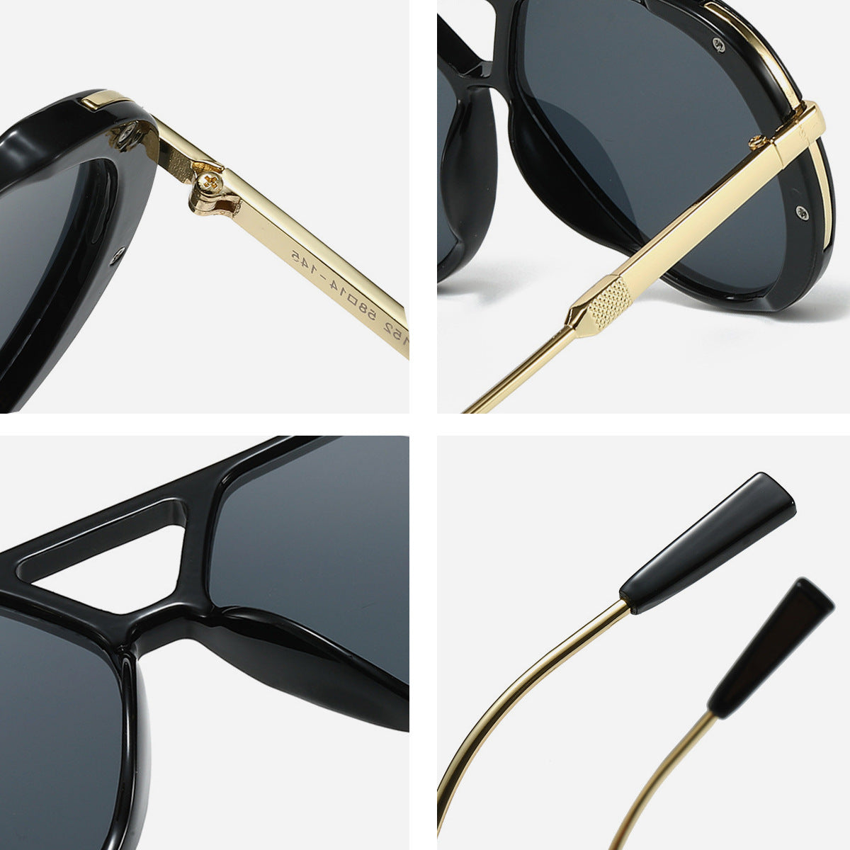 Retro Leopard Print Frame Green Lens Double Bridge Sunglasses