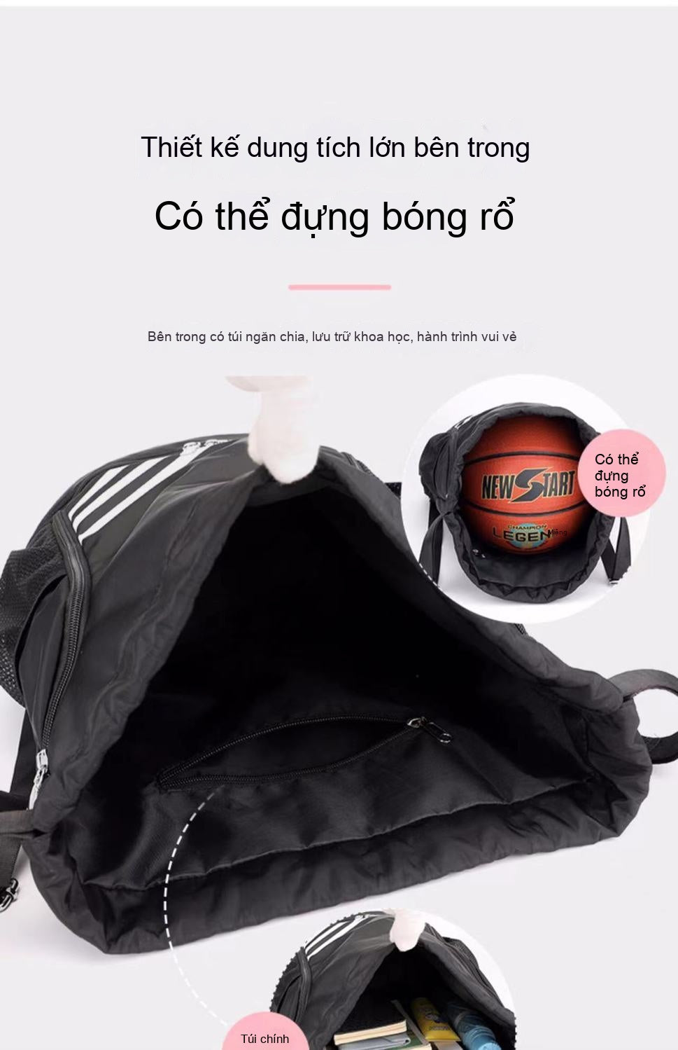 Drawstring Large Capacity Lightweight Dry-Wet Separation Swimming Travel Bag
