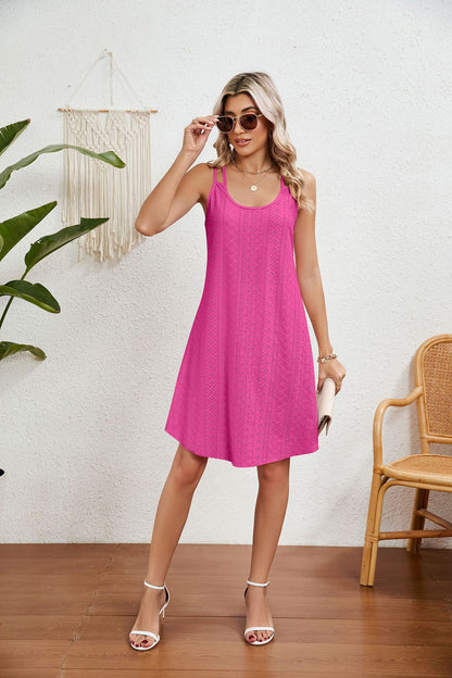 Summer New Solid Color Round Neck Strap Loose Sleeveless Dress