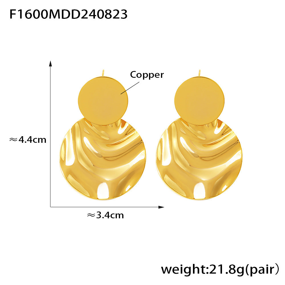 Geometric Pleated Glossy Earrings
