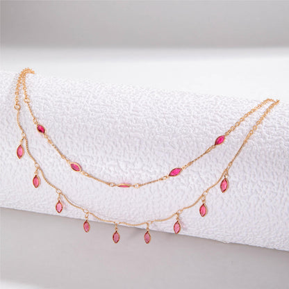 Zircon Water Drop Geometric Tassel Necklace