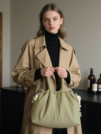 Casual and versatile one-shoulder nylon large capacity tote bag