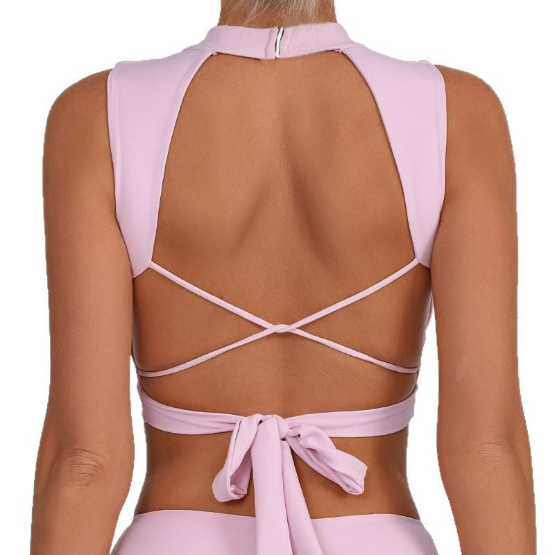 Fitness Nude Quick-Dry Padded Tie Vest