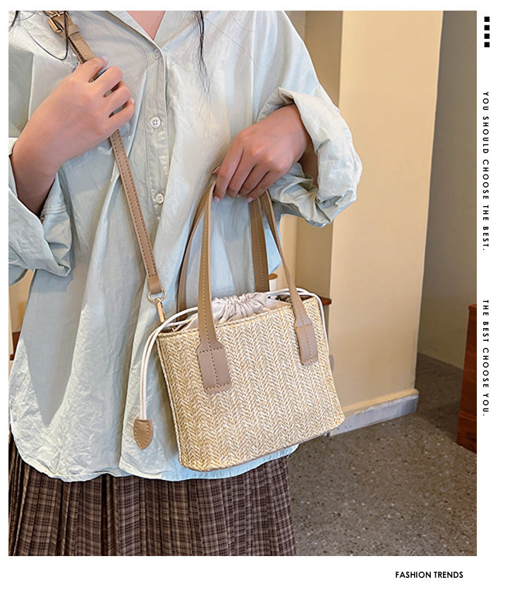 Summer Vacation Straw Bag Cross body Small Square Bag