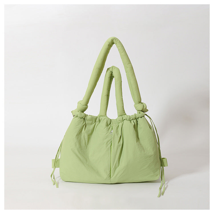 Cross-Border Hot Personality and Versatility down Cotton Backpack New Nylon Drawstring Lightweight Shoulder Bag Fashion Cloth Bag