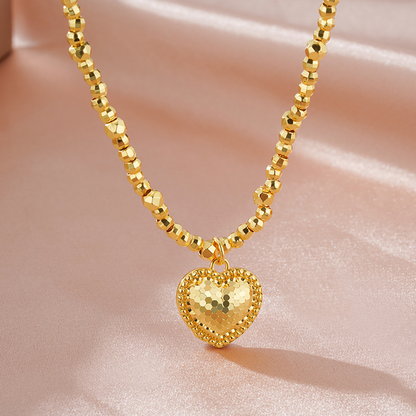 Golden Fish Scale Heart Pendant Necklace Collarbone Chain
