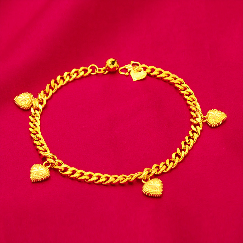 Gelang Jantung Kecil Bersalut Emas 5mm S Gesper Rata