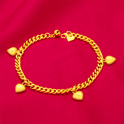 Gelang Jantung Kecil Bersalut Emas 5mm S Gesper Rata