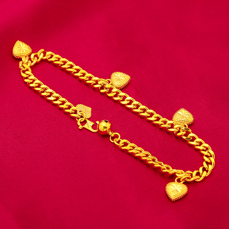 Gelang Jantung Kecil Bersalut Emas 5mm S Gesper Rata